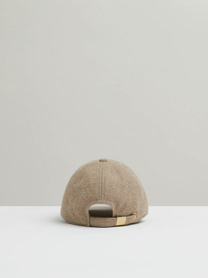 Wool Blend Flannel Baseball Cap in Taupe | Reiss Women Premium
