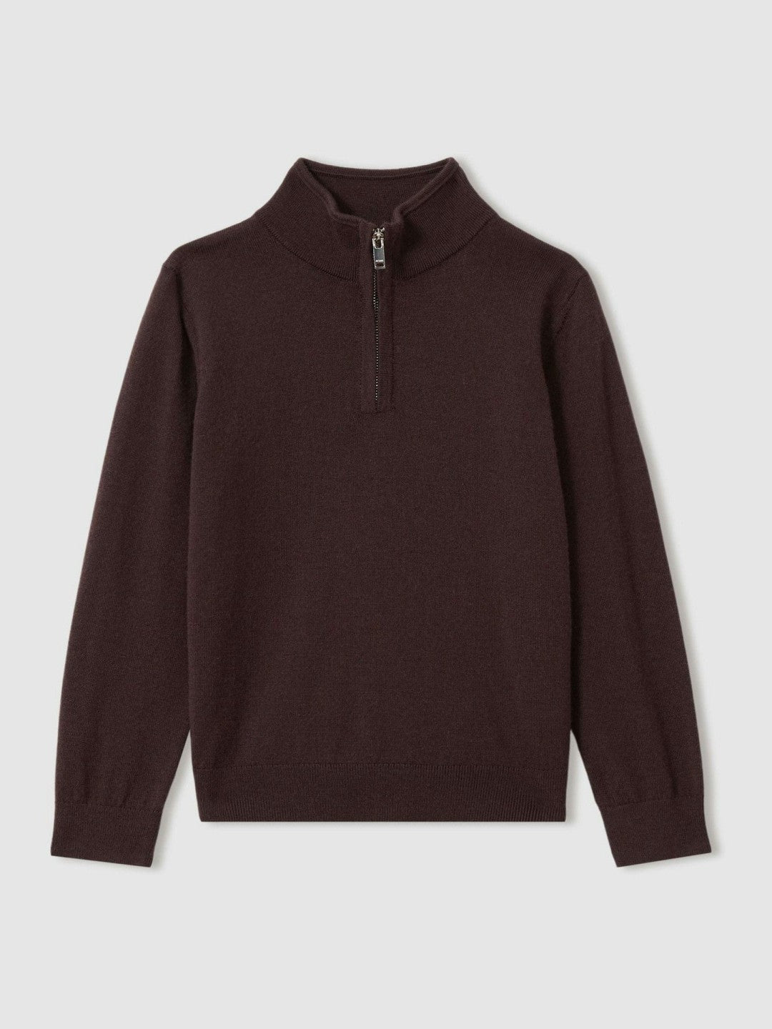 9-13 yrs Merino Wool Half-Zip Funnel Neck Jumper in Dark Bordeaux | Reiss Children & Baby New