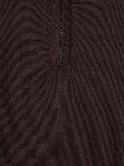 9-13 yrs Merino Wool Half-Zip Funnel Neck Jumper in Dark Bordeaux | Reiss Children & Baby New