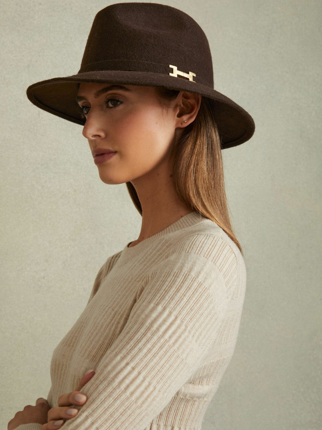 Wool Fedora in Chocolate | Reiss Women Featured