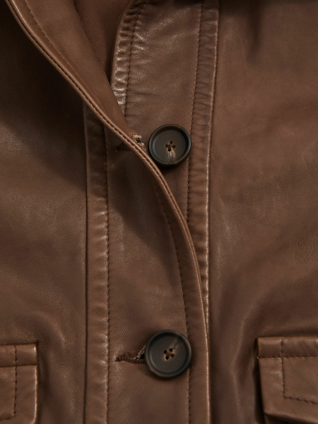 Leather Trucker Jacket in Chocolate | Reiss Women Best Seller