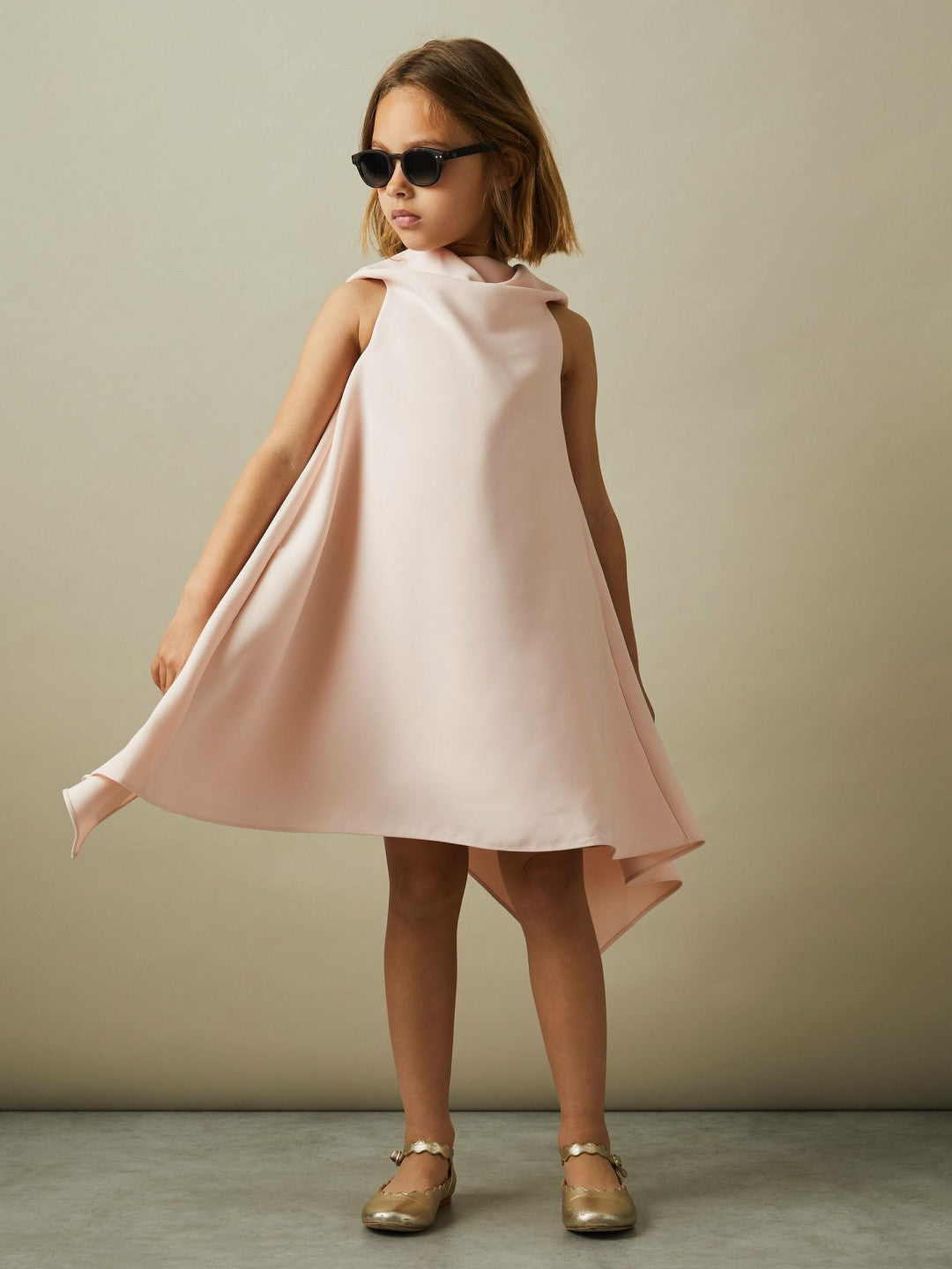 13-14 yrs High-Neck Drape Back Dress in Pink | Reiss Children & Baby Trending