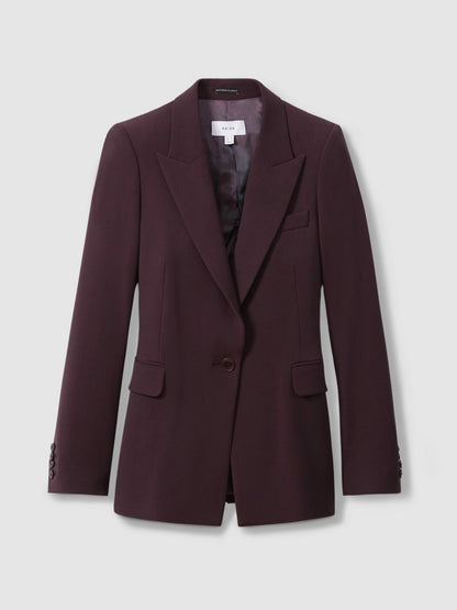 Petite Tailored Single Breasted Suit Blazer in Berry | Reiss Women Signature