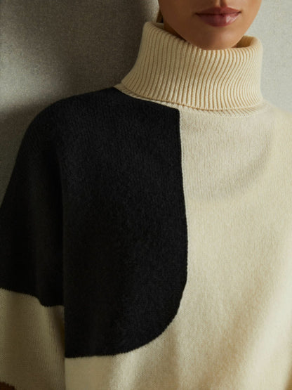 Wool-Cashmere Colourblock-Intarsia Jumper in Cream/Brown | Reiss Women Best Seller