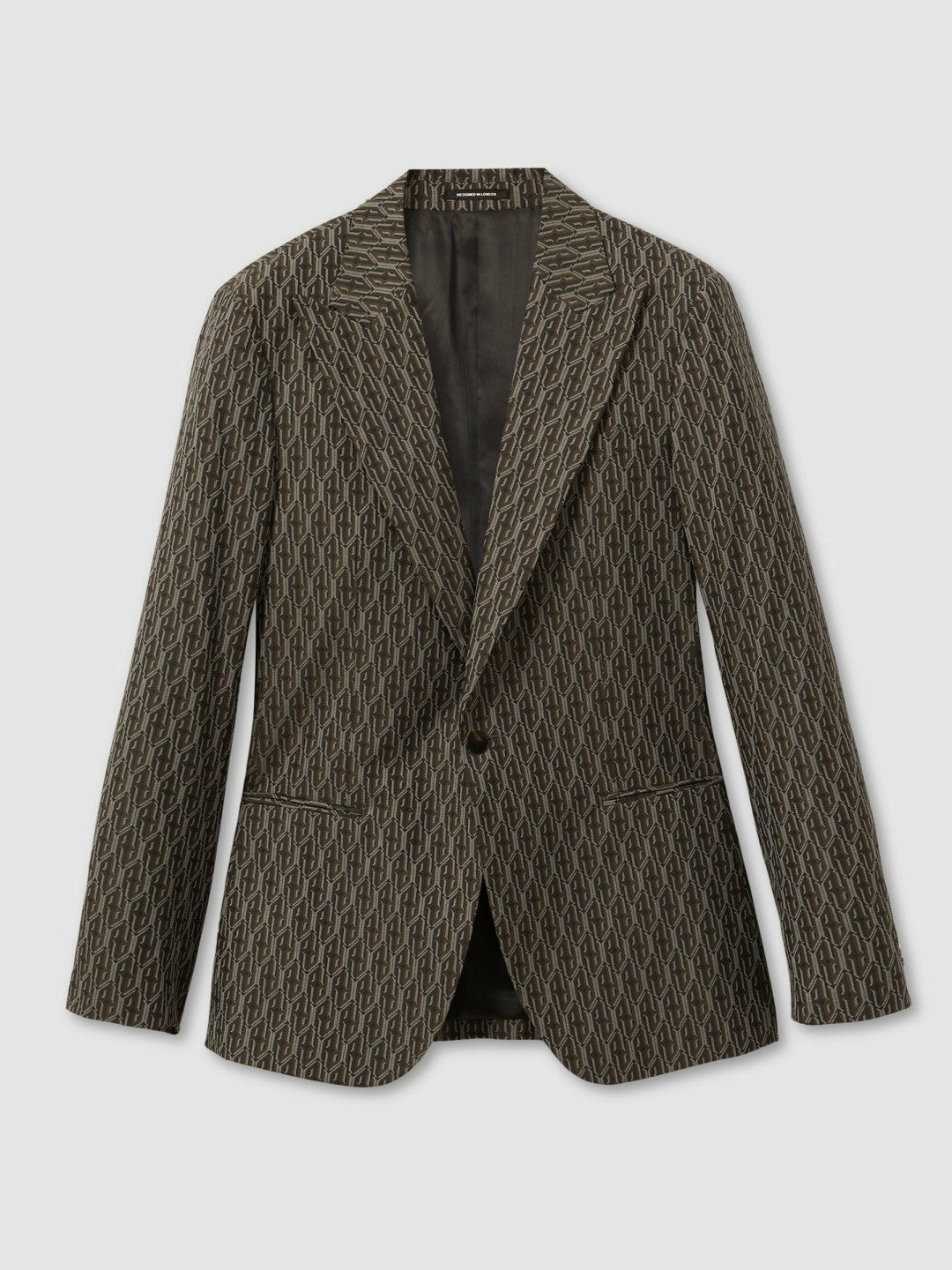 Monogram-Jacquard Twill Blazer in Chocolate Brown | Reiss Men Recommended