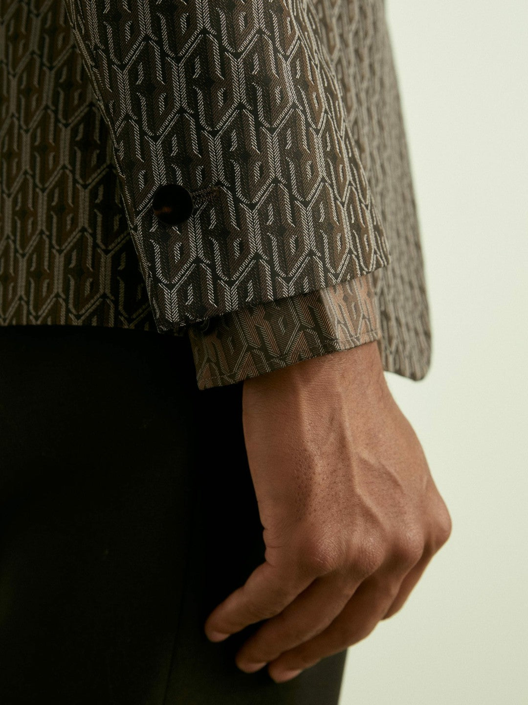Monogram-Jacquard Twill Blazer in Chocolate Brown | Reiss Men Recommended
