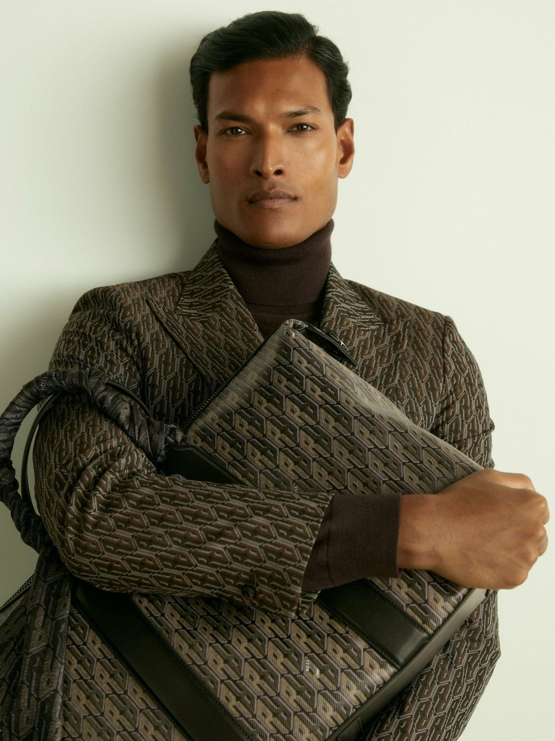 Monogram-Jacquard Twill Blazer in Chocolate Brown | Reiss Men Recommended