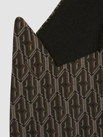 Monogram-Jacquard Twill Blazer in Chocolate Brown | Reiss Men Recommended