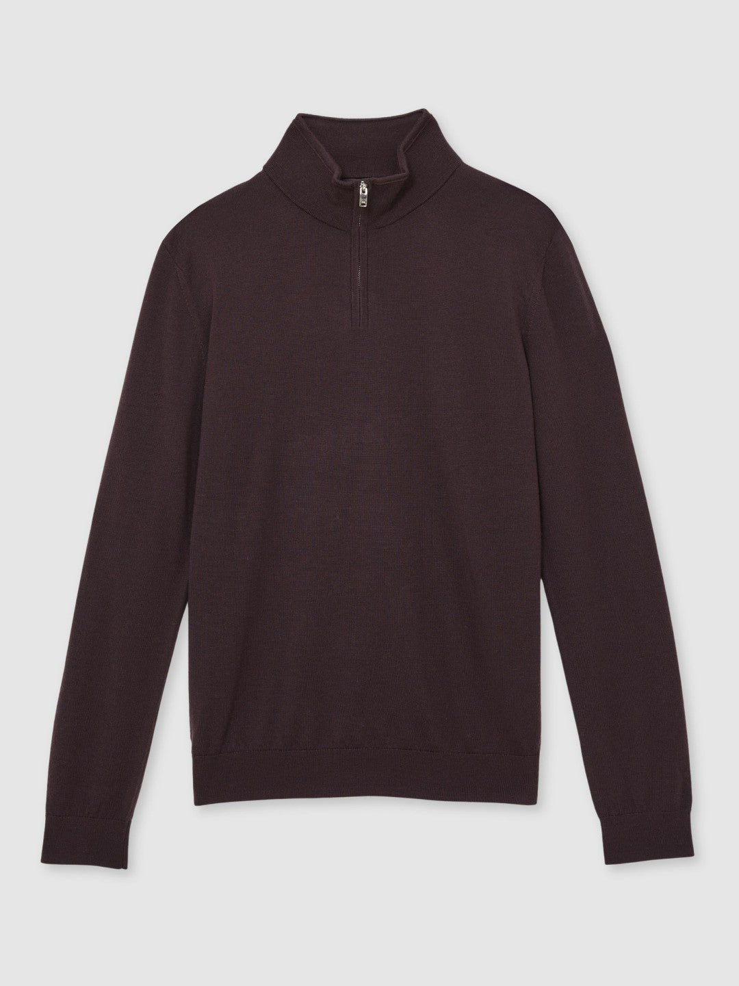 Merino Wool Half-Zip Jumper in Dark Bordeaux | Reiss Men Premium