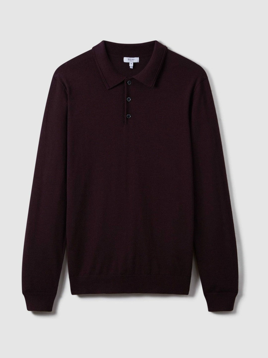 Merino Wool Polo Shirt in Dark Bordeaux | Reiss Men Exclusive