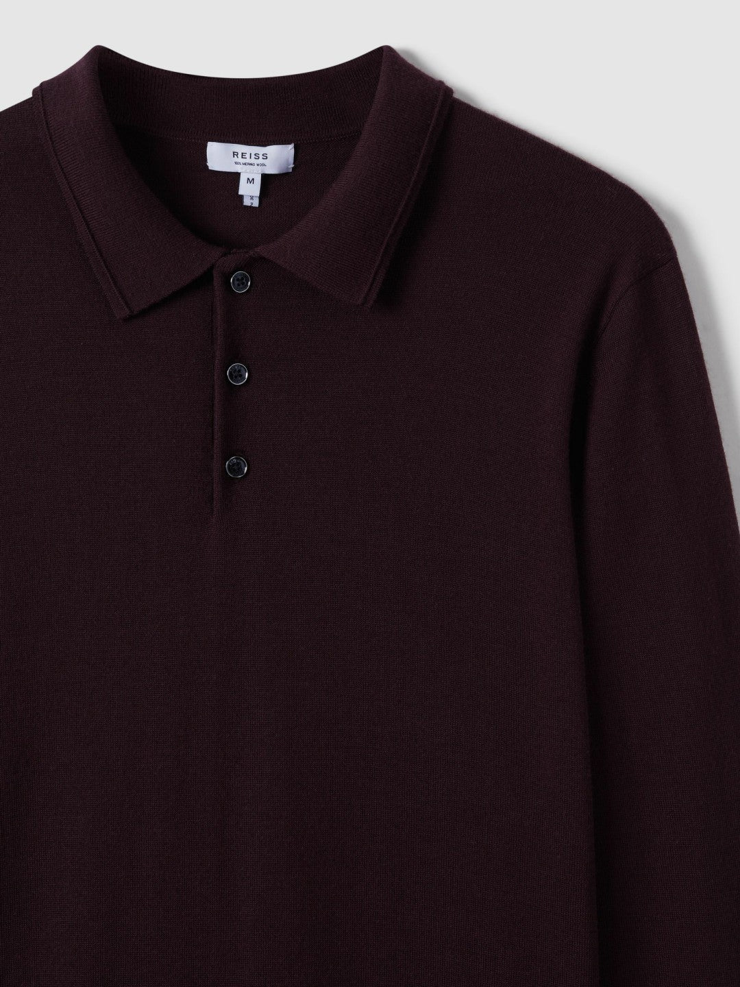 Merino Wool Polo Shirt in Dark Bordeaux | Reiss Men Exclusive