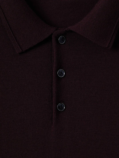 Merino Wool Polo Shirt in Dark Bordeaux | Reiss Men Exclusive