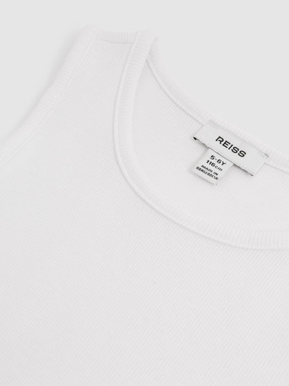 3-9 yrs Cotton Stretch Ribbed Vest 3 Pack in White | Reiss Children & Baby Trending