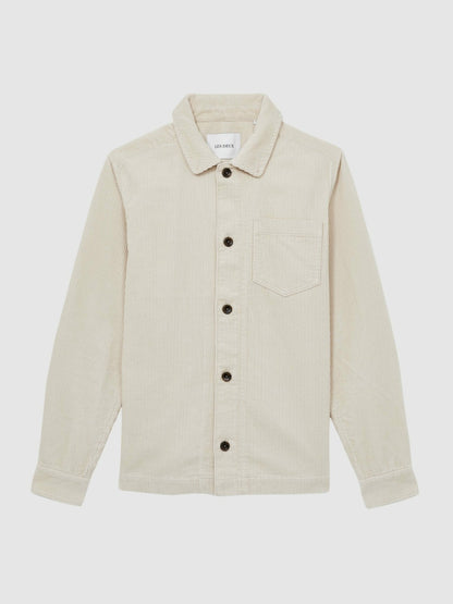 Les Deux Cotton Corduroy Overshirt in Ivory | Reiss Men Recommended