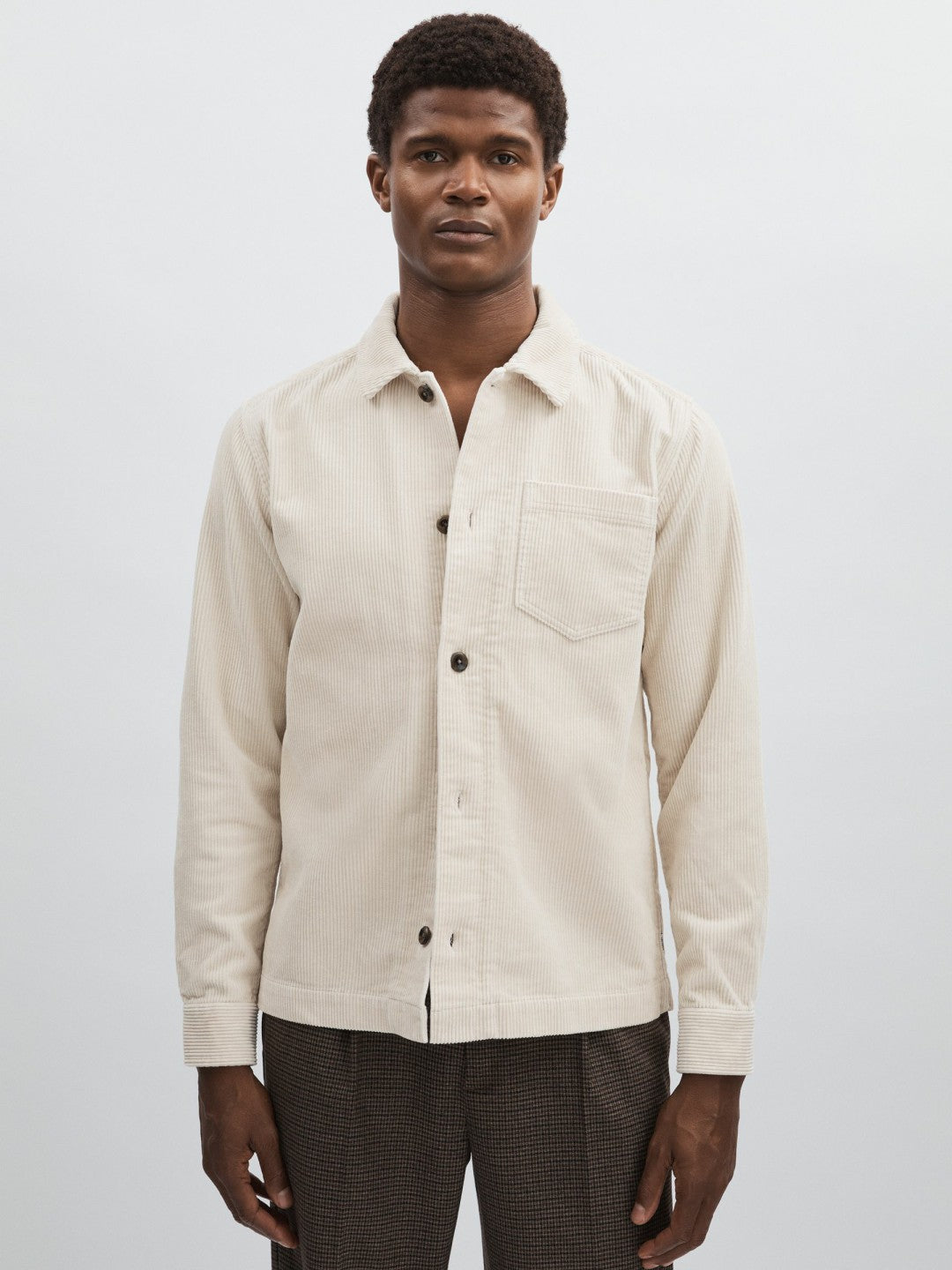 Les Deux Cotton Corduroy Overshirt in Ivory | Reiss Men Recommended
