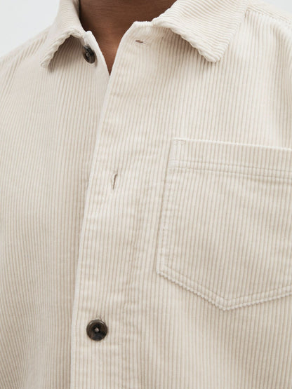 Les Deux Cotton Corduroy Overshirt in Ivory | Reiss Men Recommended