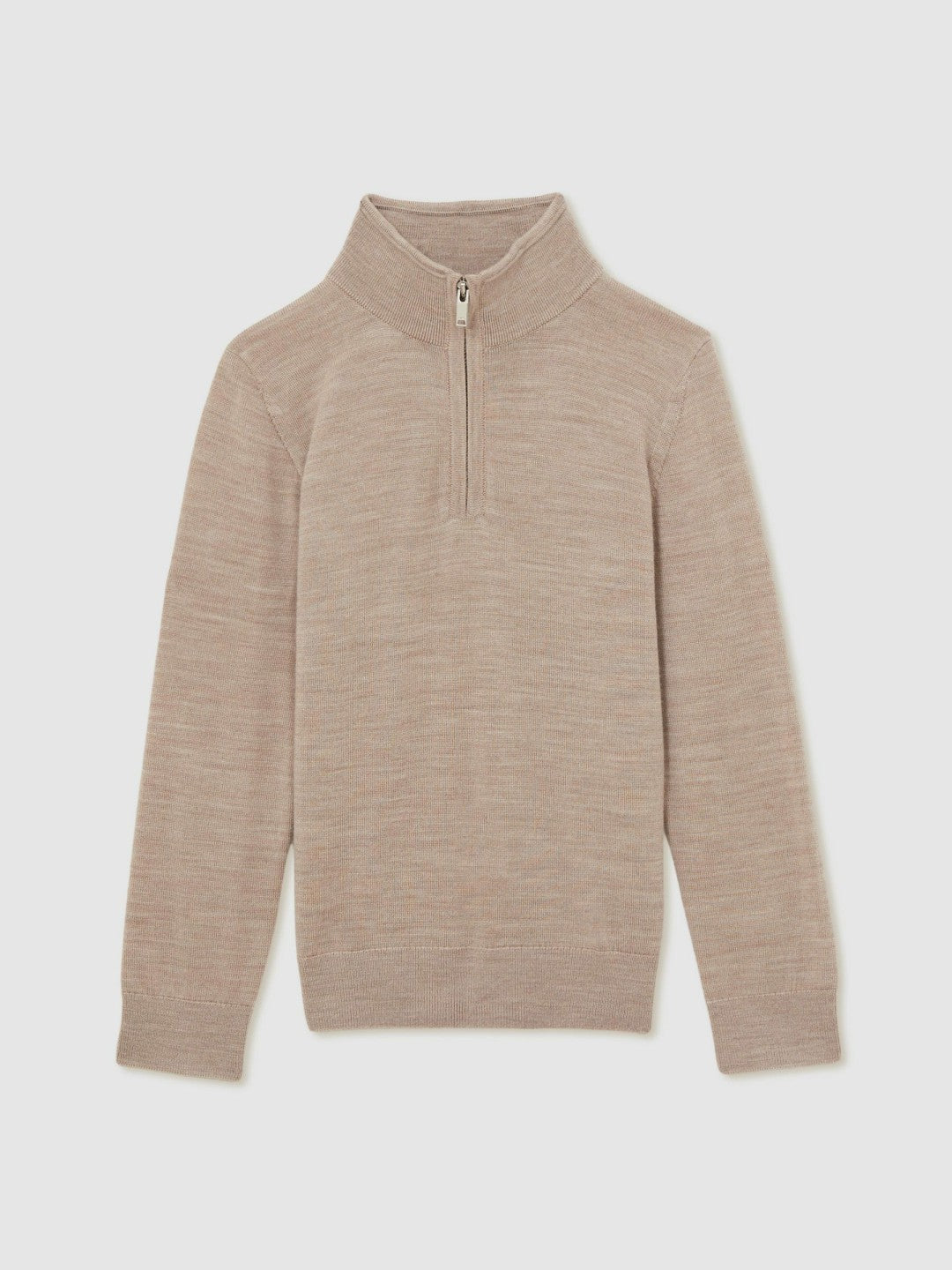 3-9 yrs Merino Wool Half-Zip Funnel Neck Jumper in Wheat Melange | Reiss Children & Baby Best Seller
