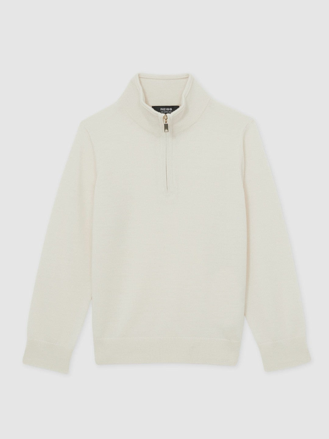 9-13 yrs Merino Wool Half-Zip Funnel Neck Jumper in Snow | Reiss Children & Baby New