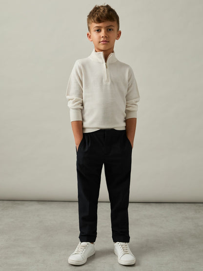3-9 yrs Merino Wool Half-Zip Funnel Neck Jumper in Snow | Reiss Children & Baby Premium