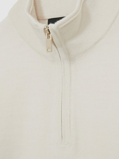 3-9 yrs Merino Wool Half-Zip Funnel Neck Jumper in Snow | Reiss Children & Baby Premium
