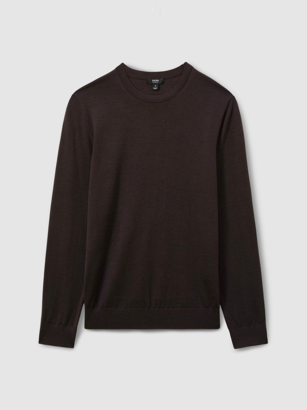 Merino Wool Crew Neck Jumper in Dark Bordeaux | Reiss Men Signature