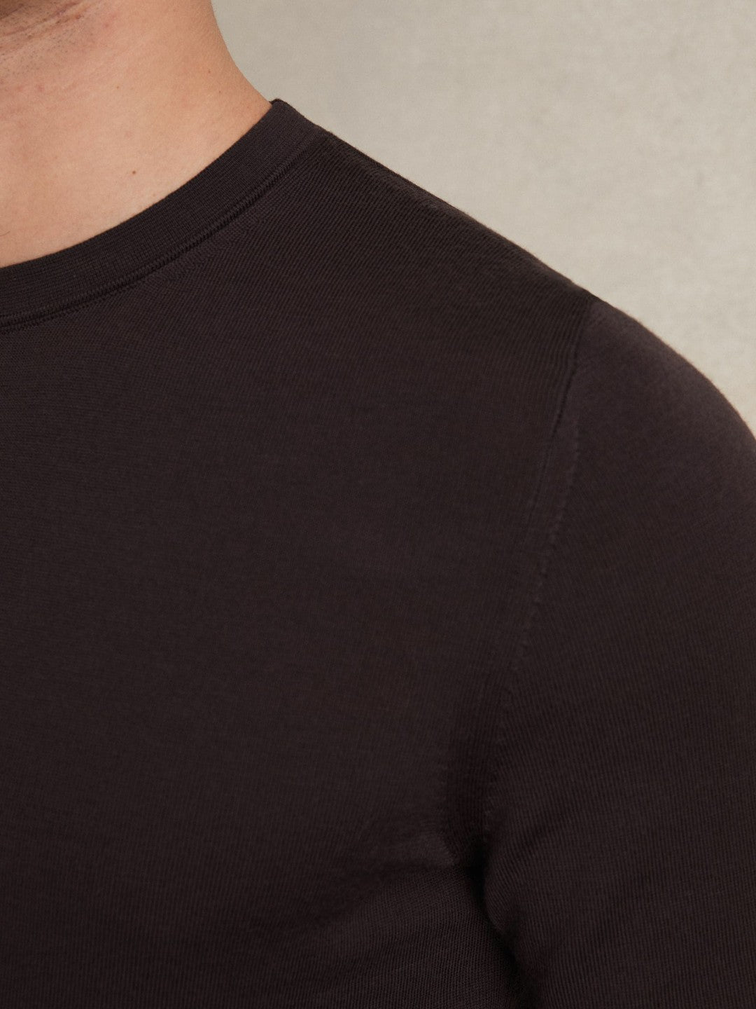 Merino Wool Crew Neck Jumper in Dark Bordeaux | Reiss Men Signature