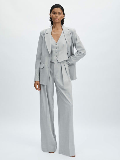 Good American Sharkskin Suit Waistcoat in Heather Grey | Reiss Women Featured