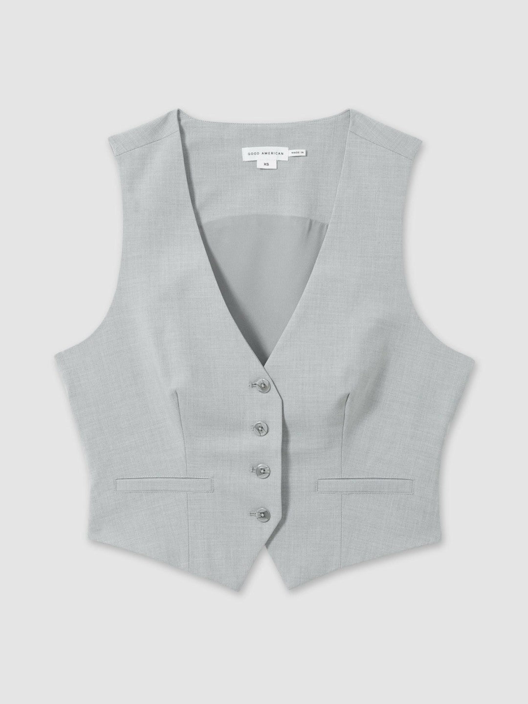 Good American Sharkskin Suit Waistcoat in Heather Grey | Reiss Women Featured