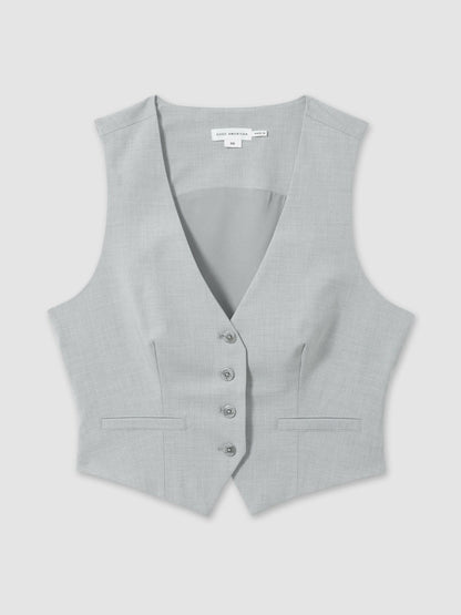 Good American Sharkskin Suit Waistcoat in Heather Grey | Reiss Women Featured