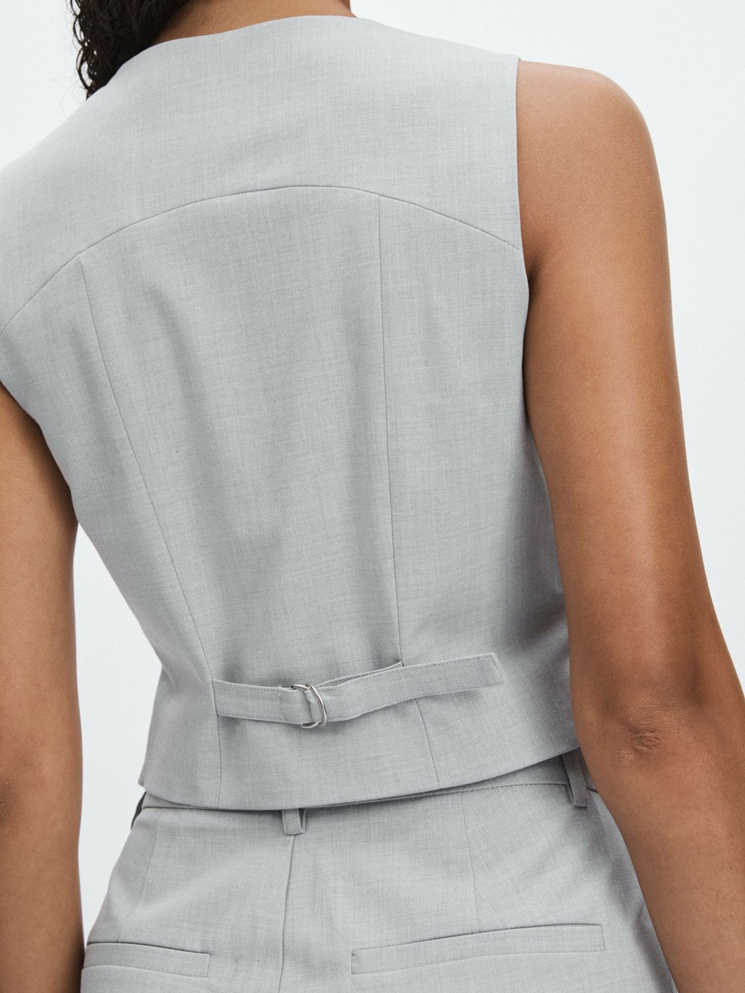 Good American Sharkskin Suit Waistcoat in Heather Grey | Reiss Women Featured