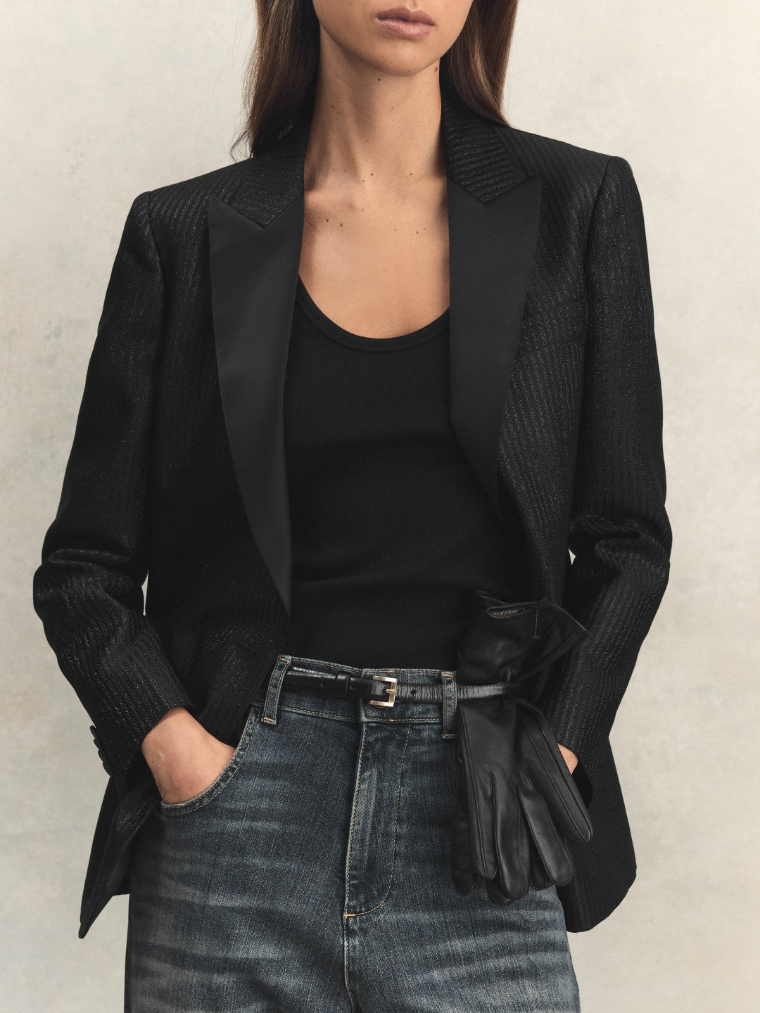 Leather Gloves in Black | Reiss Women New