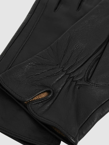 Leather Gloves in Black | Reiss Women New