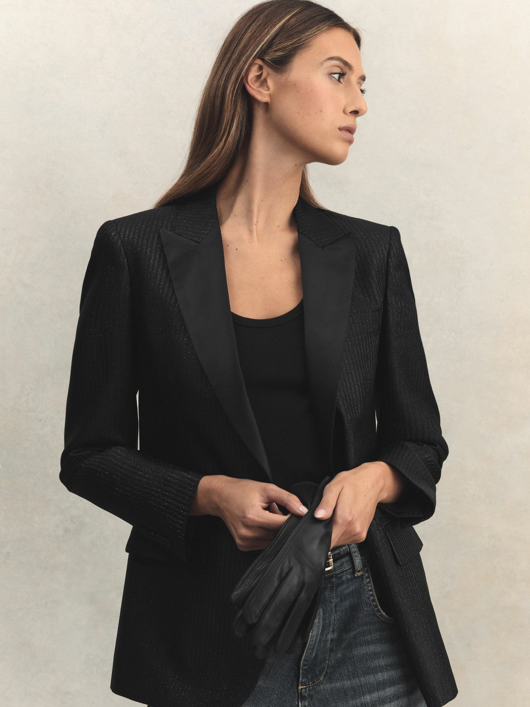 Leather Gloves in Black | Reiss Women New