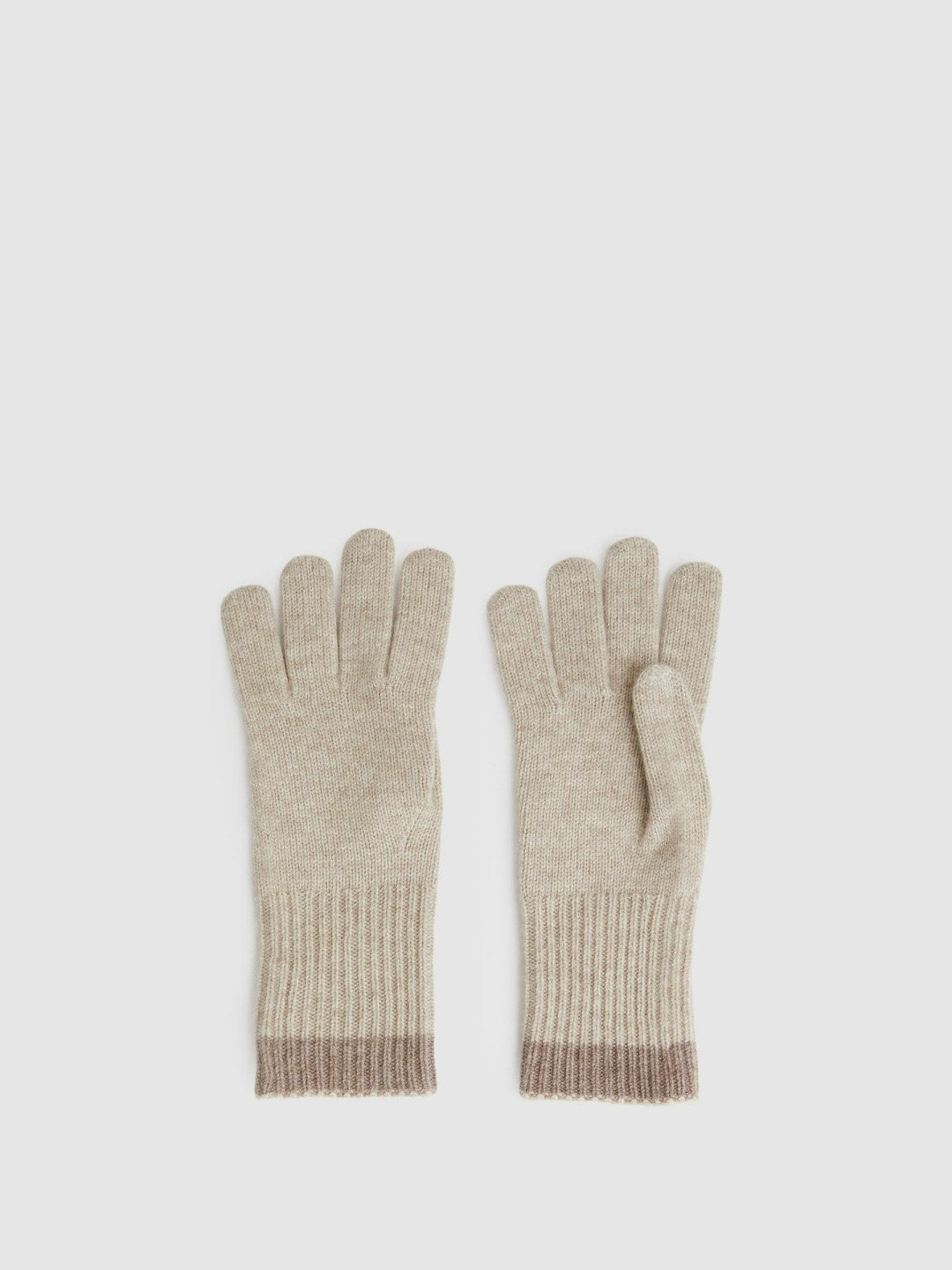 Wool Blend Tipped Gloves in Taupe | Reiss Women Trending