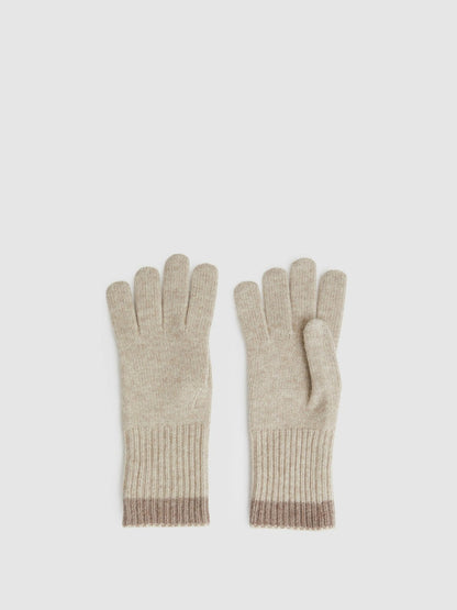 Wool Blend Tipped Gloves in Taupe | Reiss Women Trending