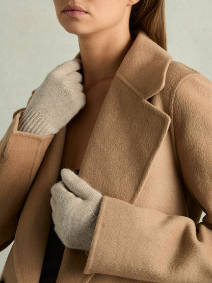 Wool Blend Tipped Gloves in Taupe | Reiss Women Trending