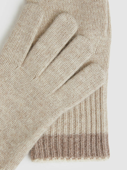 Wool Blend Tipped Gloves in Taupe | Reiss Women Trending