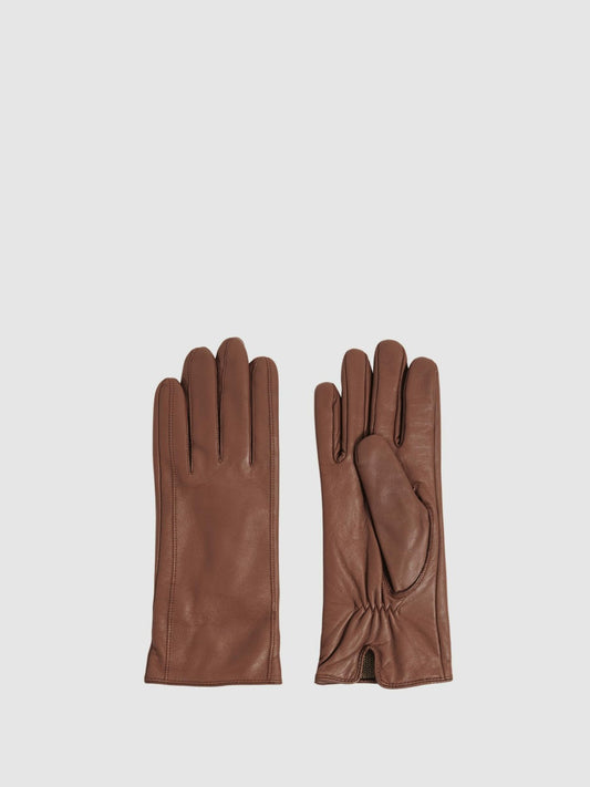 Leather Gloves in Tan | Reiss Women New