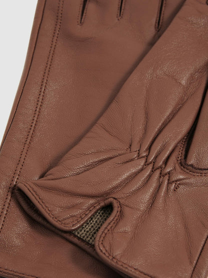 Leather Gloves in Tan | Reiss Women New