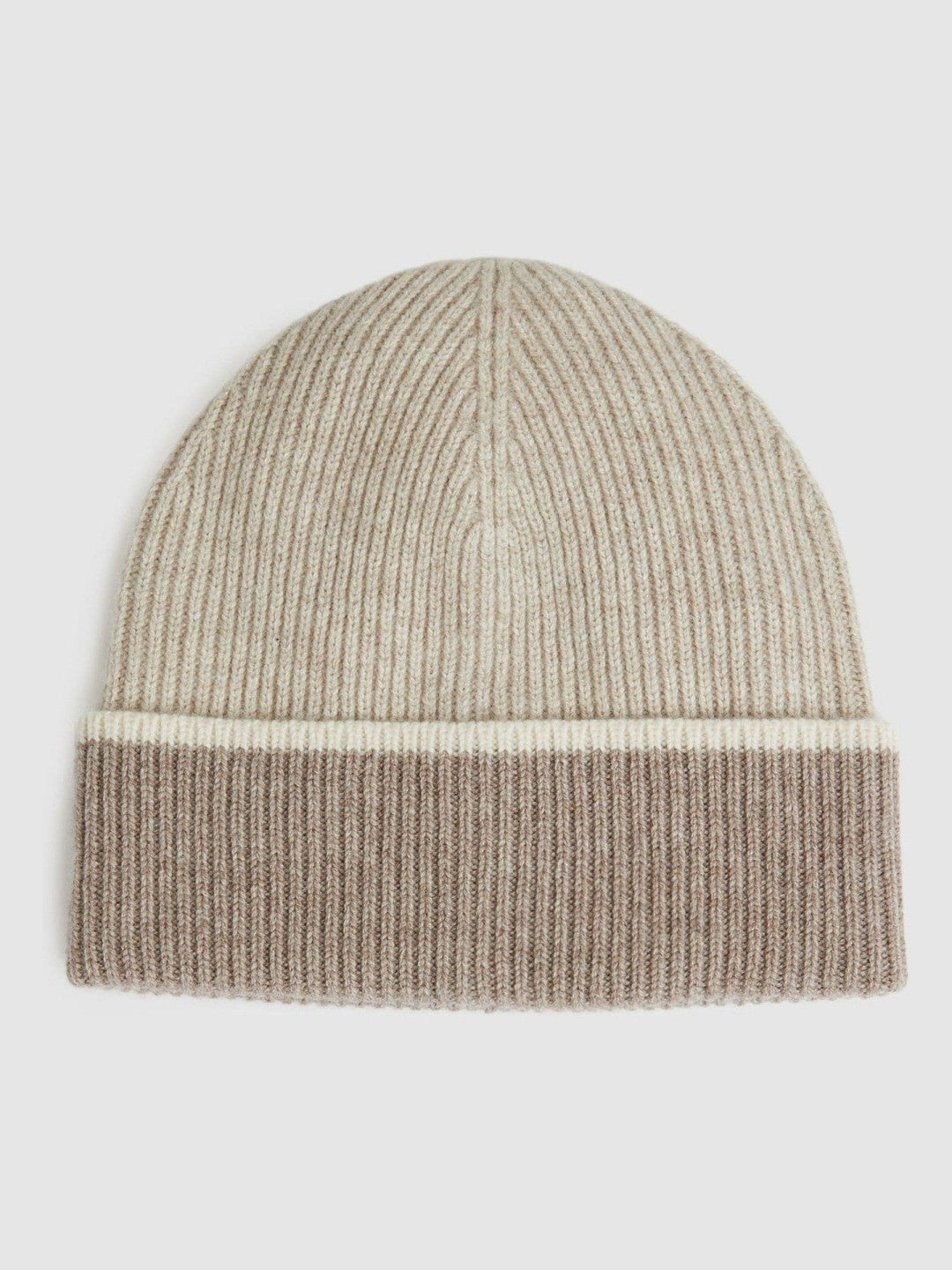 Wool Blend Tipped Beanie in Taupe | Reiss Women Exclusive