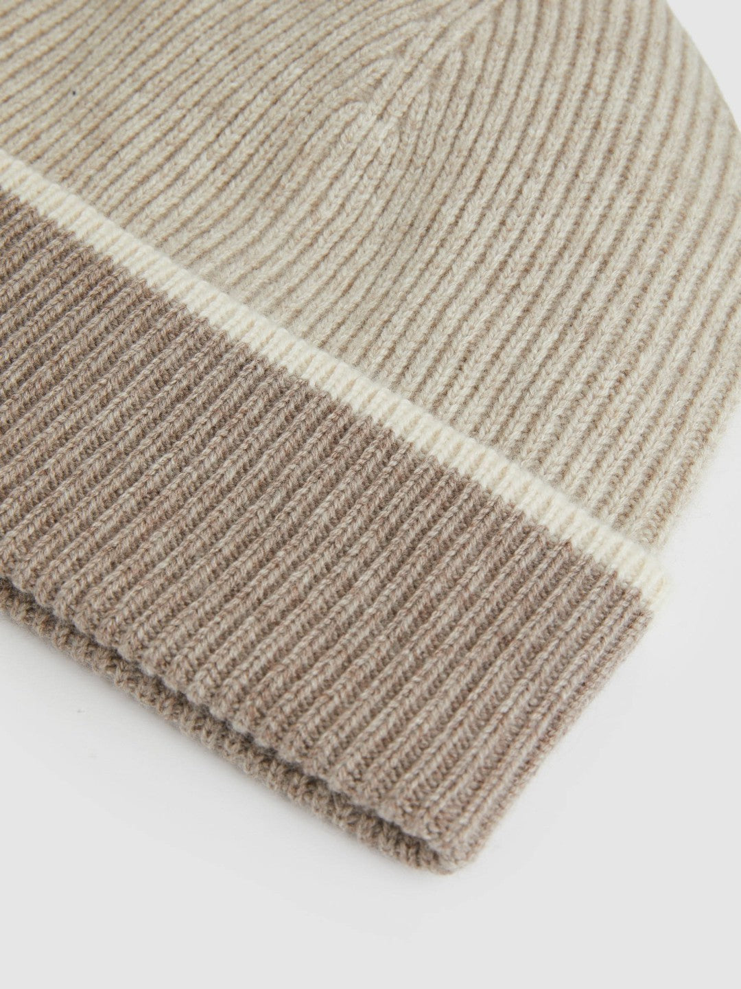 Wool Blend Tipped Beanie in Taupe | Reiss Women Exclusive