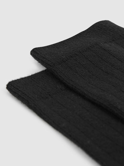 Cotton Blend Ribbed Loafer Socks in Black | Reiss Women Best Seller