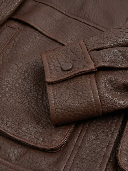 Atelier Grained Leather Jacket in Chocolate | Reiss Women Featured
