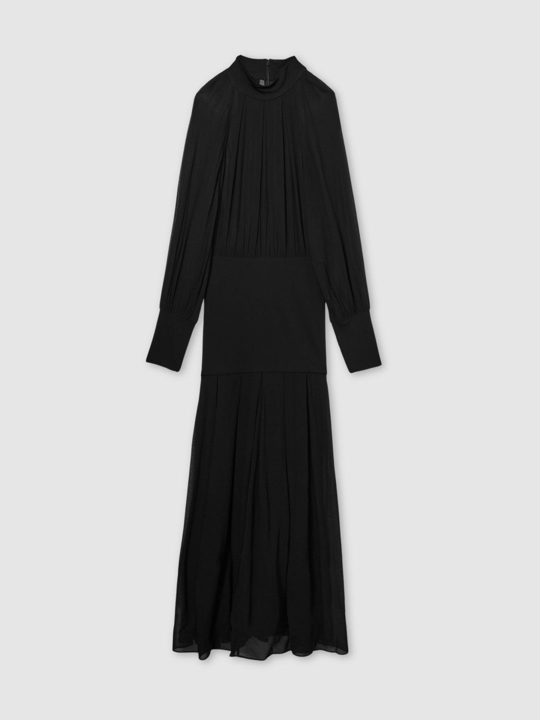 Sheer Jersey Gathered Maxi Dress in Black | Reiss Women Exclusive