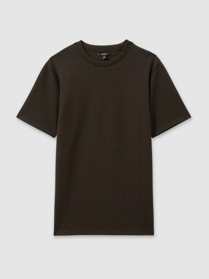Interlock Jersey Crew Neck T-Shirt in Chocolate Brown | Reiss Men Best Seller