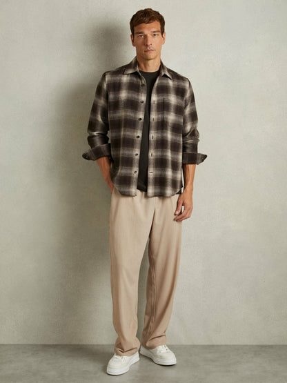 Interlock Jersey Crew Neck T-Shirt in Chocolate Brown | Reiss Men Best Seller