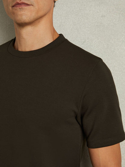 Interlock Jersey Crew Neck T-Shirt in Chocolate Brown | Reiss Men Best Seller