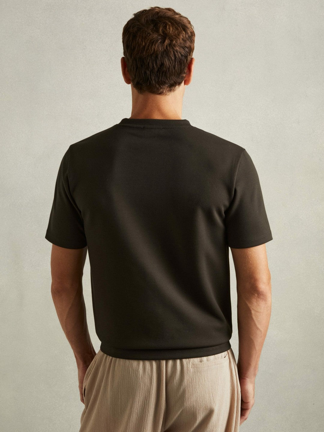 Interlock Jersey Crew Neck T-Shirt in Chocolate Brown | Reiss Men Best Seller