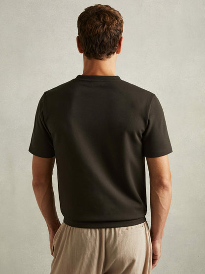 Interlock Jersey Crew Neck T-Shirt in Chocolate Brown | Reiss Men Best Seller