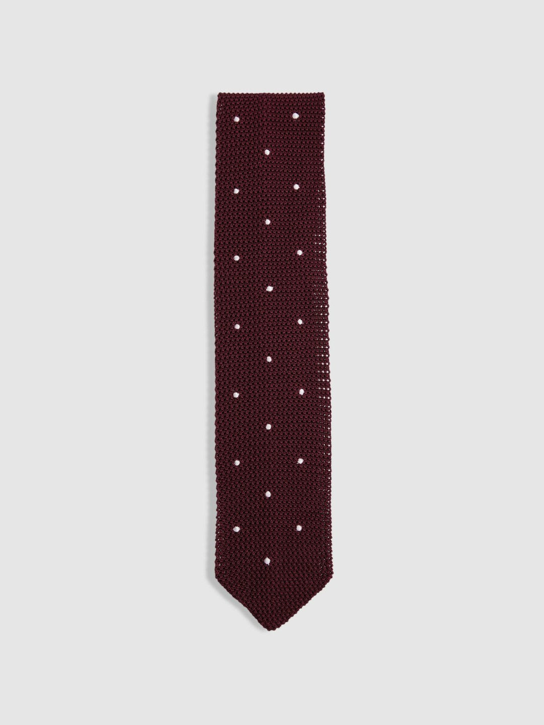 Silk Knitted Pin-Dot Tie in Burgundy | Reiss Men Trending